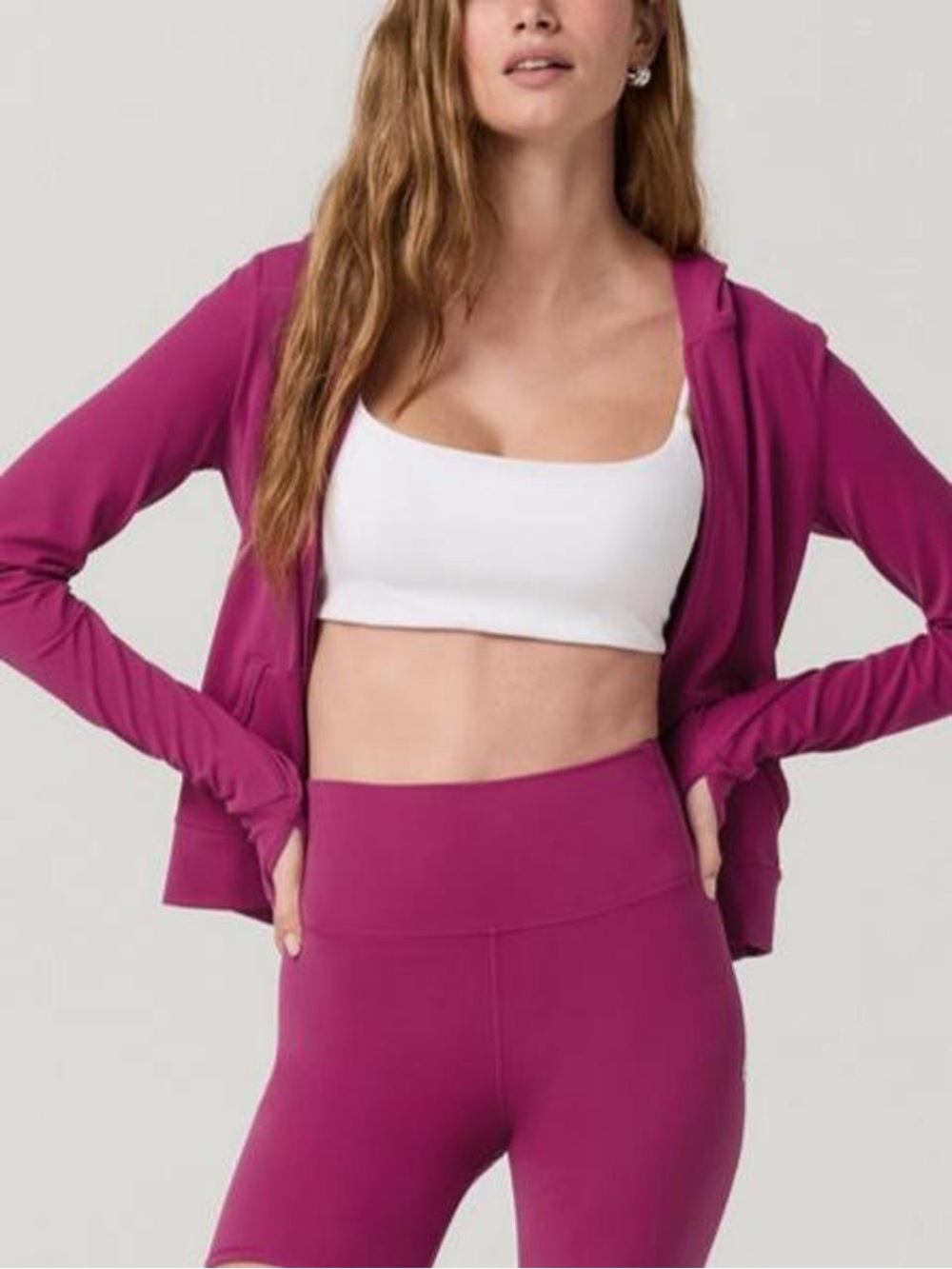 Vuori AllTheFeels™ Mini Full Zip Hoodie in Dragonfruit Pink — Size XS.